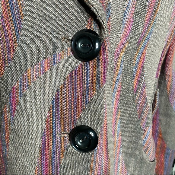 Anthropologie Idra Gray Multicolor Button Front Blazer No Belt - Picture 8 of 9